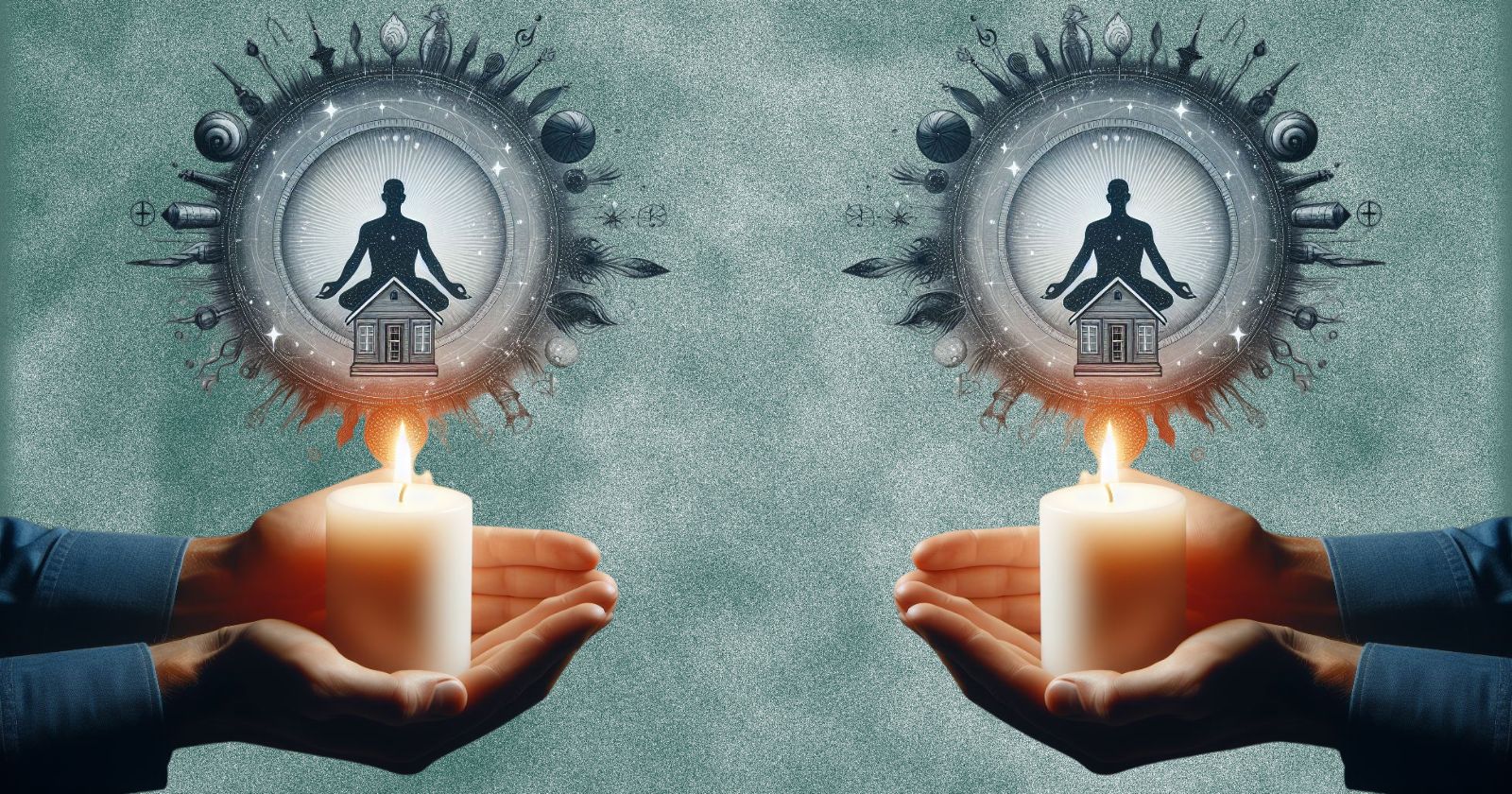imagem espelhada de mãos segurando vela