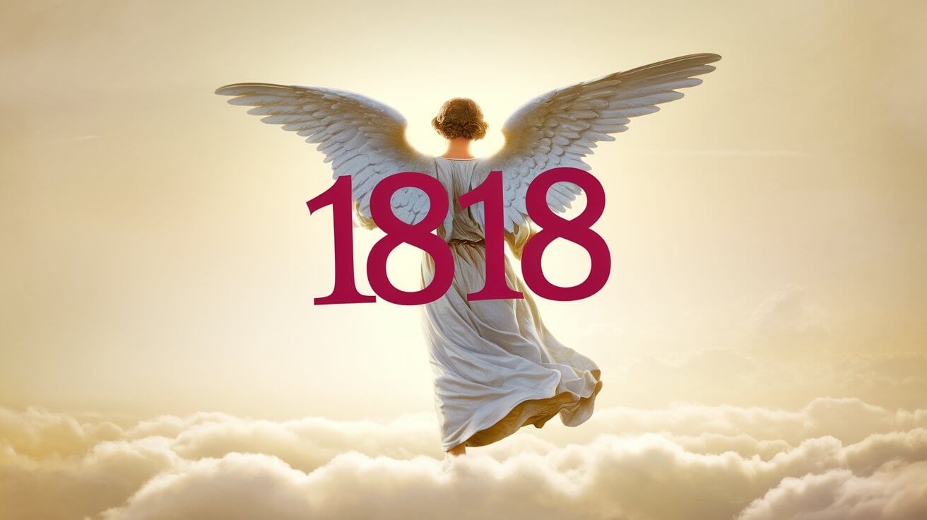 anjo nas nuvens com o número 1818 em suas costas