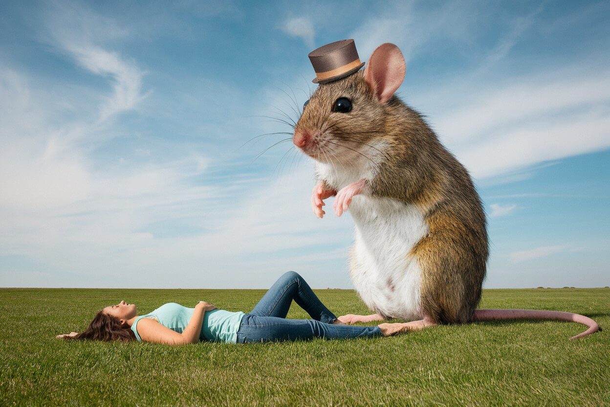 mulher sonhando que está vendo um rato gigante
